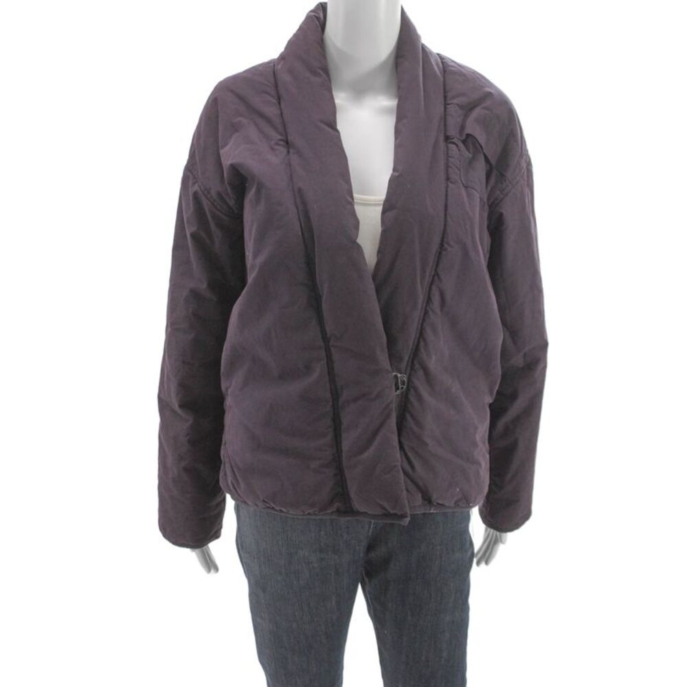 Humanoid Women Puffer Jacket Purple Cotton Buckle Long Sleeve Size XS